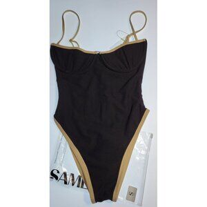 SAME Los Angeles Black One Piece Swimsuit Small Underwire NWT